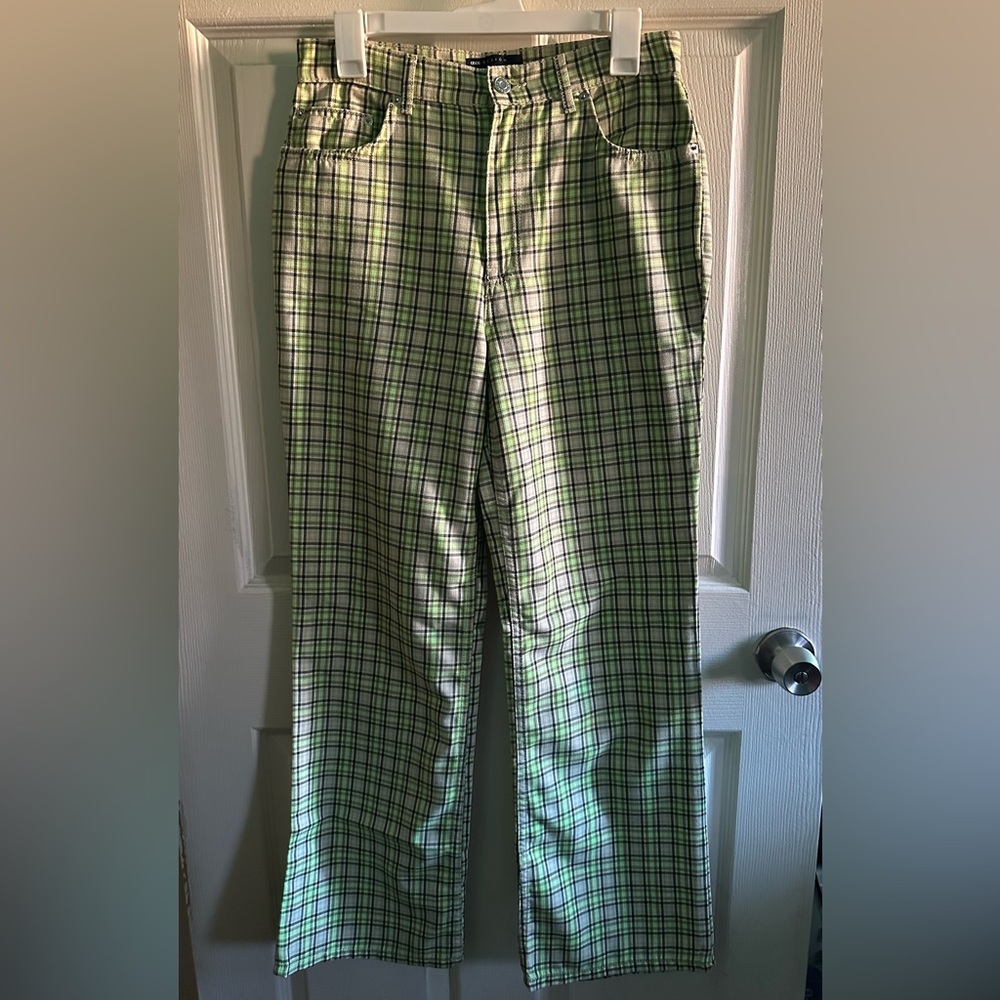 Lime Green Plaid Pants